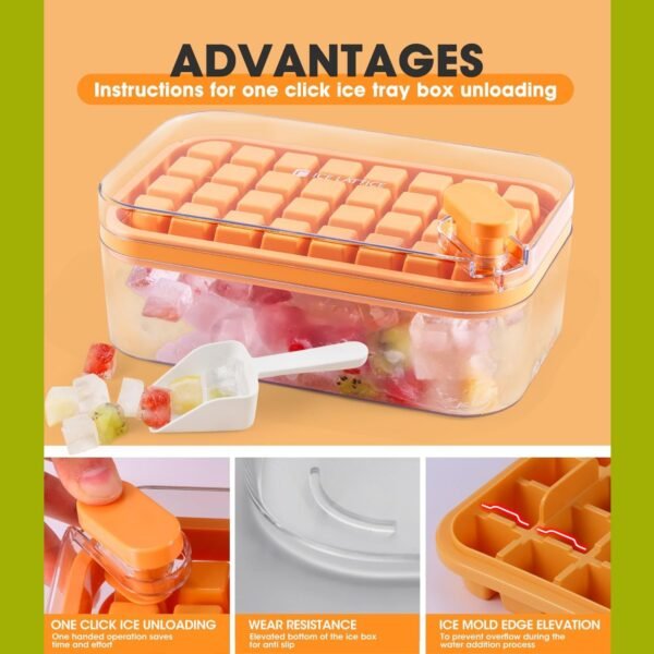 Ice Cube Tray with Lid 32 Grid, Storage Box Kitchen Bar Tool (1 Pc) - Image 8