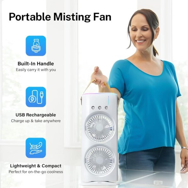 Electric Fan Desktop Double-Head Powerful Air Cooler (1 Pc / With Remote) - Image 7