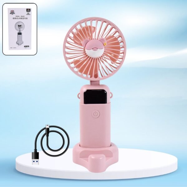 Mini USB Charging Fan with Percentage Display, 5 Speed Modes, and Mobile Stand - Image 5