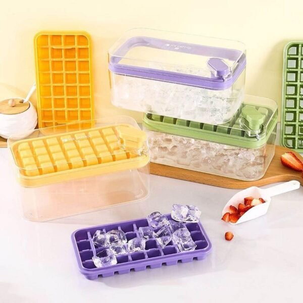 Ice Cube Tray with Lid 32 Grid, Storage Box Kitchen Bar Tool (1 Pc) - Image 10