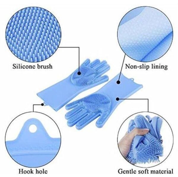 Silicone Dish Washing Gloves – Multi-Purpose Cleaning & Pet Grooming Gloves, Heat Resistant - Image 3