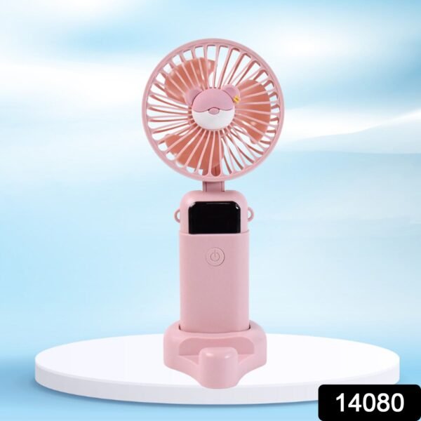 Mini USB Charging Fan with Percentage Display, 5 Speed Modes, and Mobile Stand